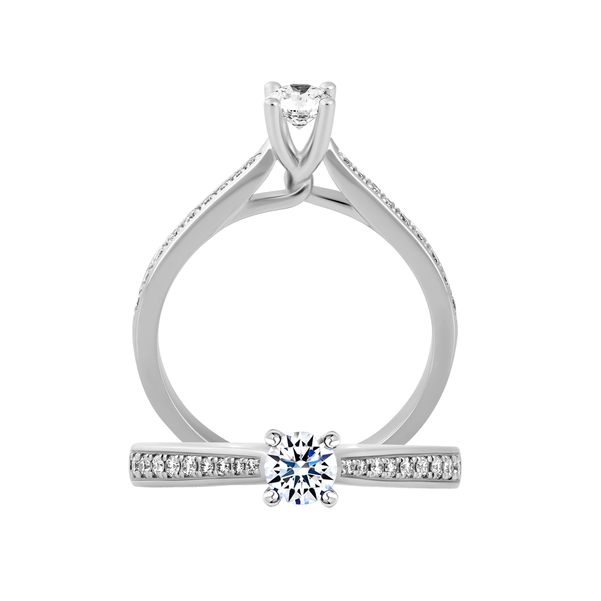 Nhẫn nữ kim cương 8 Hearts & Arrows vàng 14K Flexibility H&A 2C