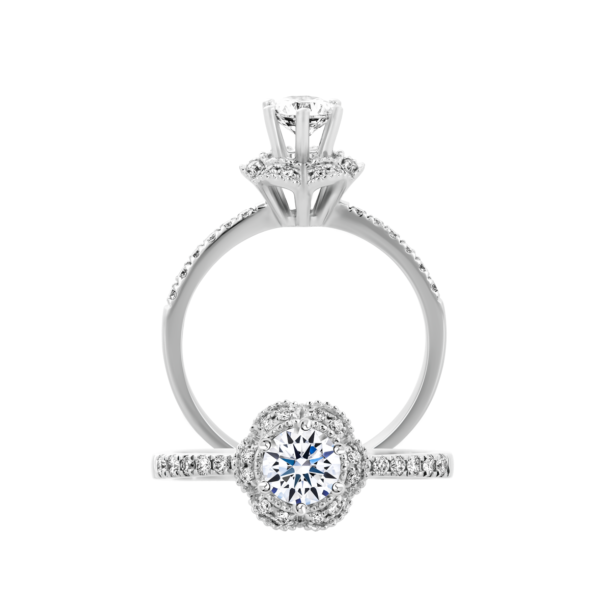 Nhẫn nữ kim cương tấm vàng 14K Facile N 3C