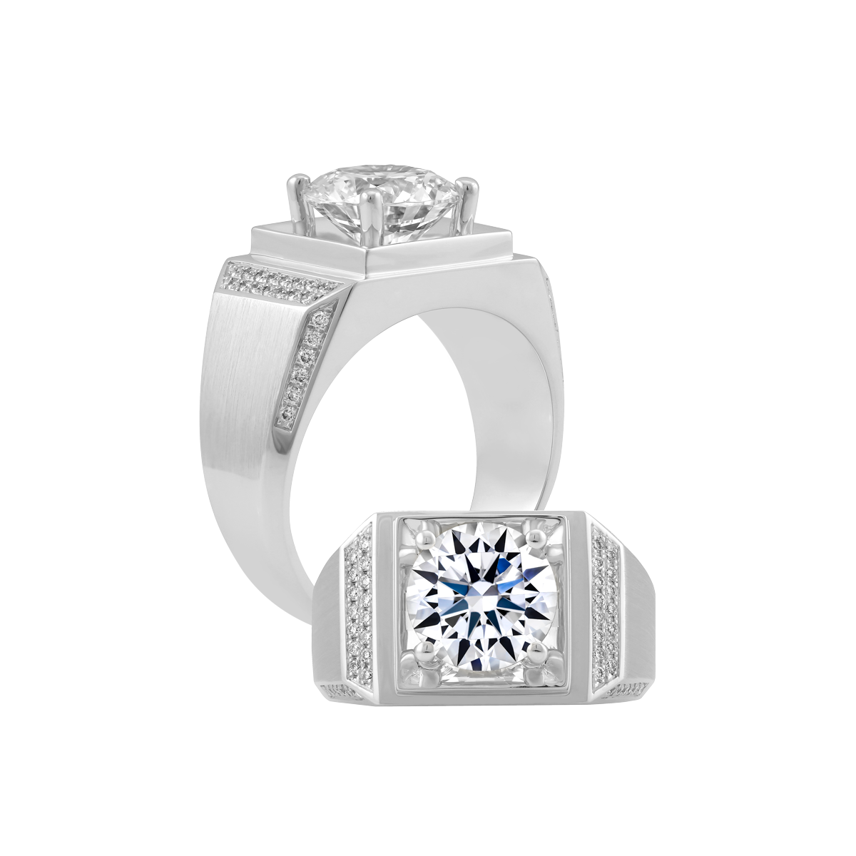 Nhẫn nam kim cương tấm vàng 18K LX570 3CT W