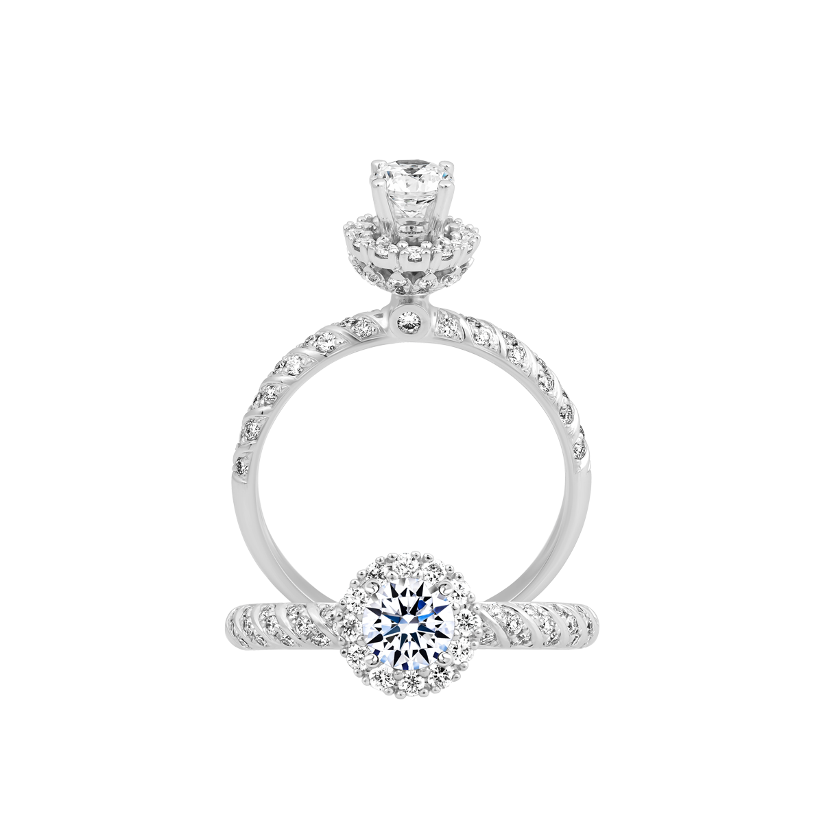 Nhẫn nữ kim cương tấm vàng 14K Sparkling 3C