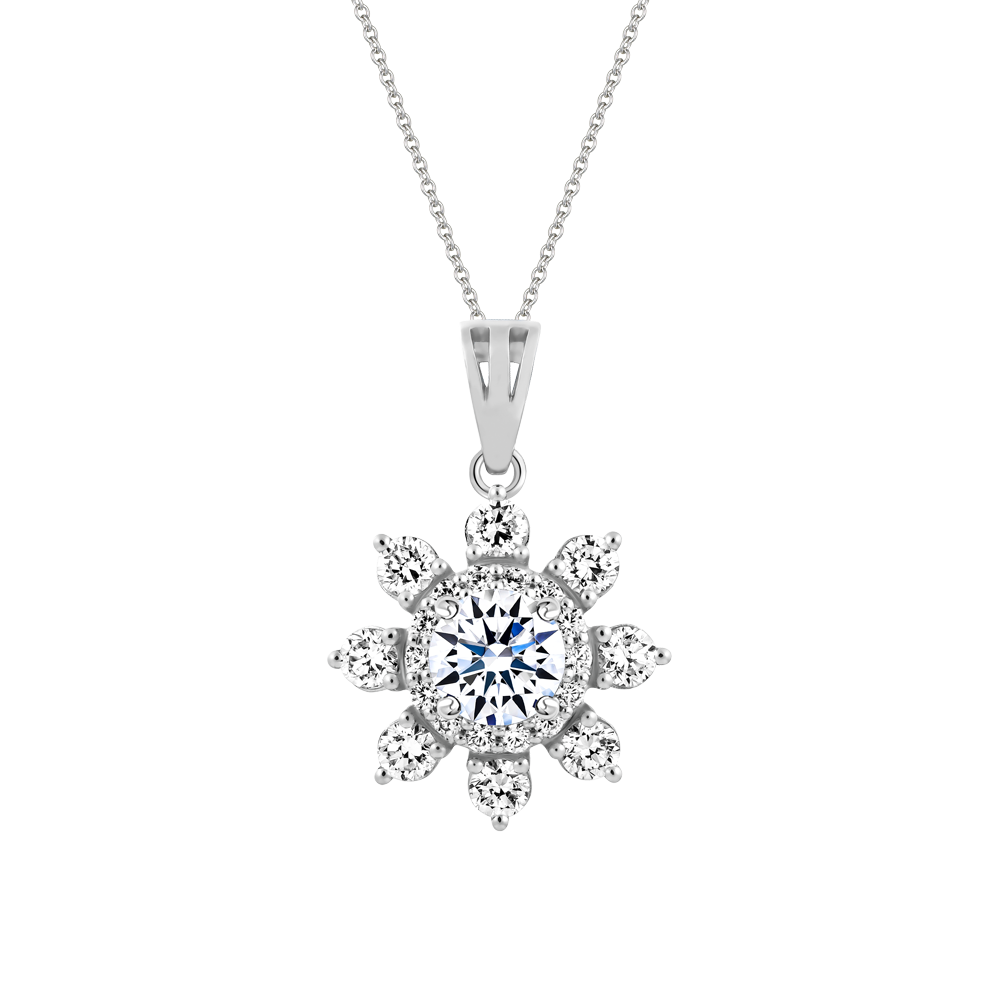 Mặt đính đá CZ vàng 14K Flowering 1CT