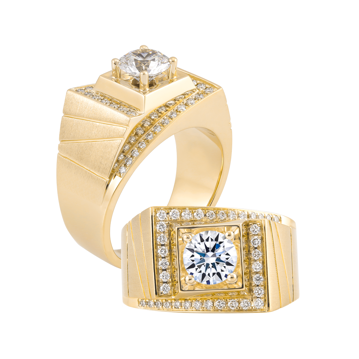 Nhẫn nam kim cương tấm vàng 14K R8 5C Y