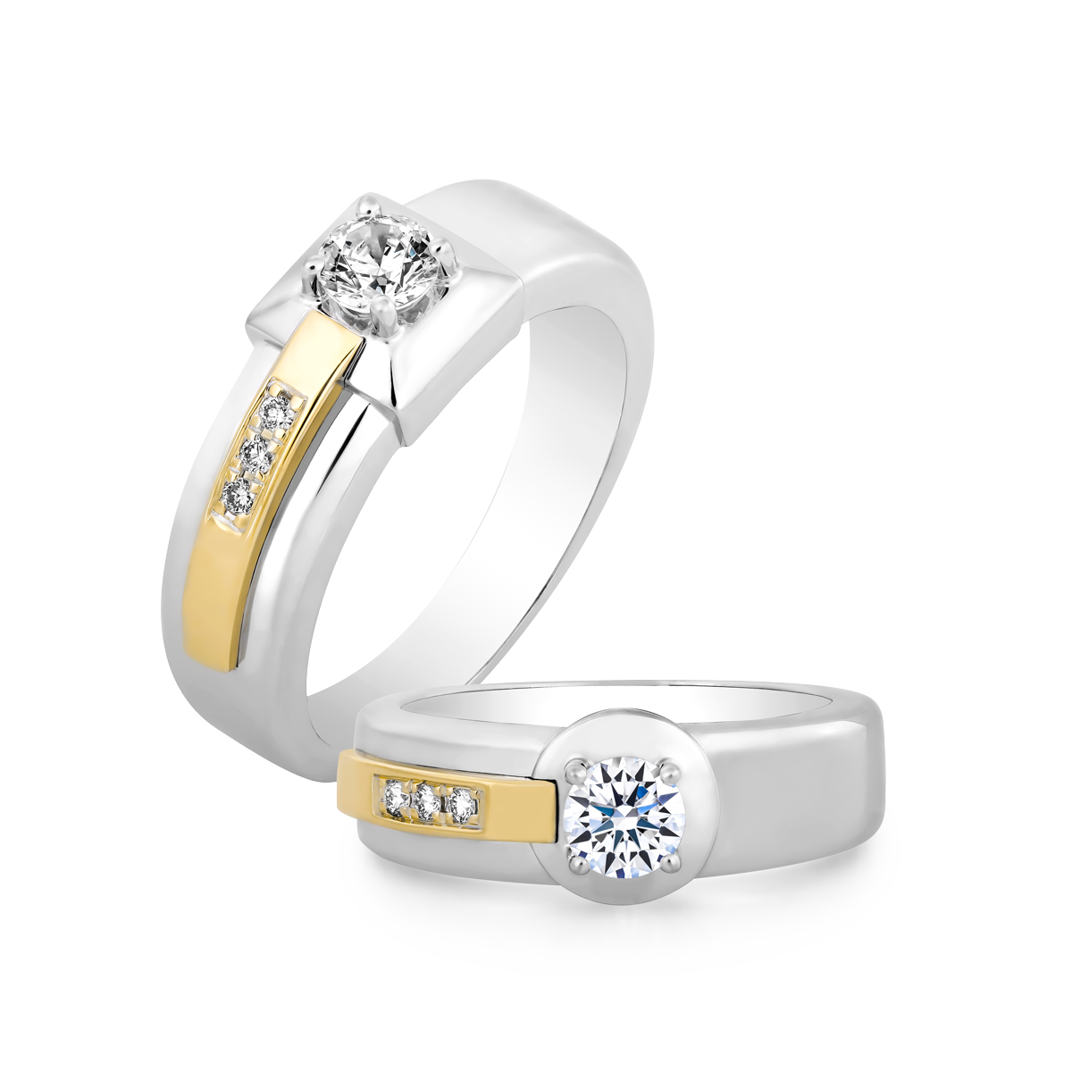 Nhẫn cưới nam kim cương tấm vàng 18K Hamlin 5C M
