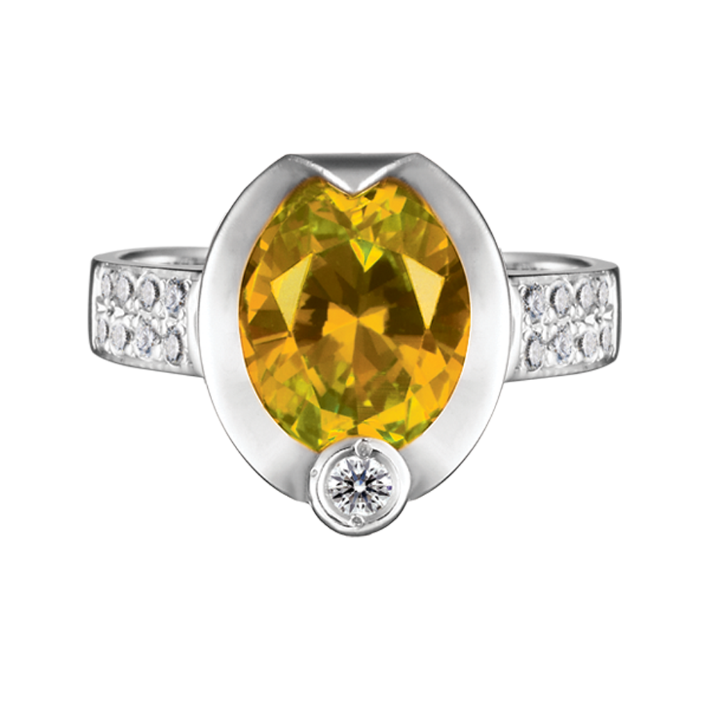Nhẫn nữ đính đá màu Citrine vàng 10K Lusita S.Cit