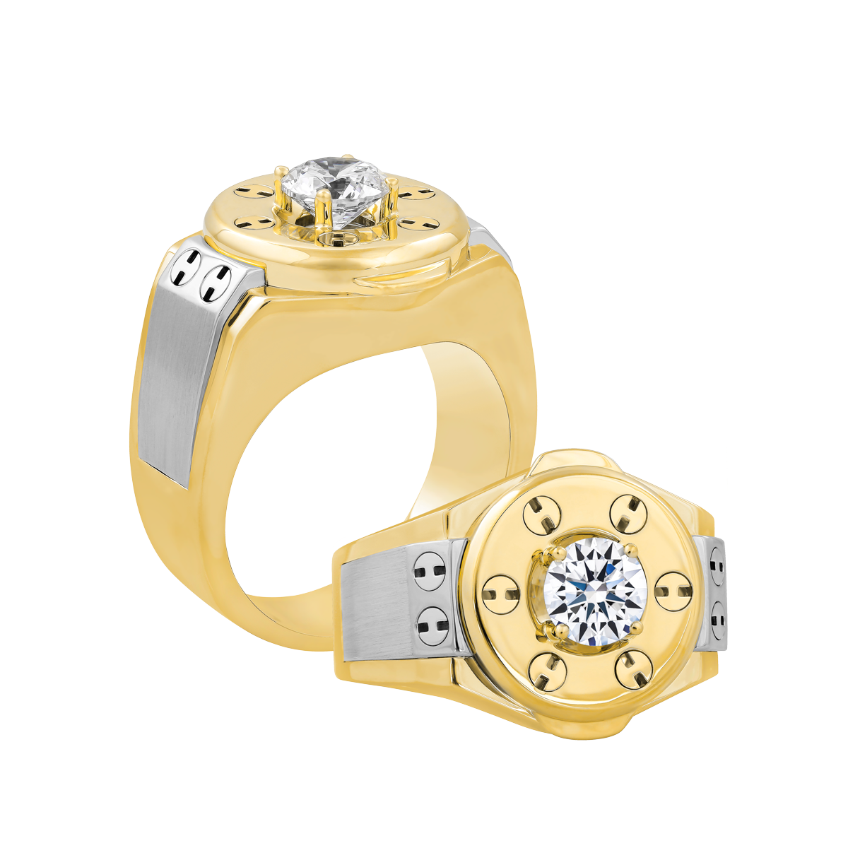 Nhẫn nam đính đá CZ vàng 14K Hubling 1CT YW