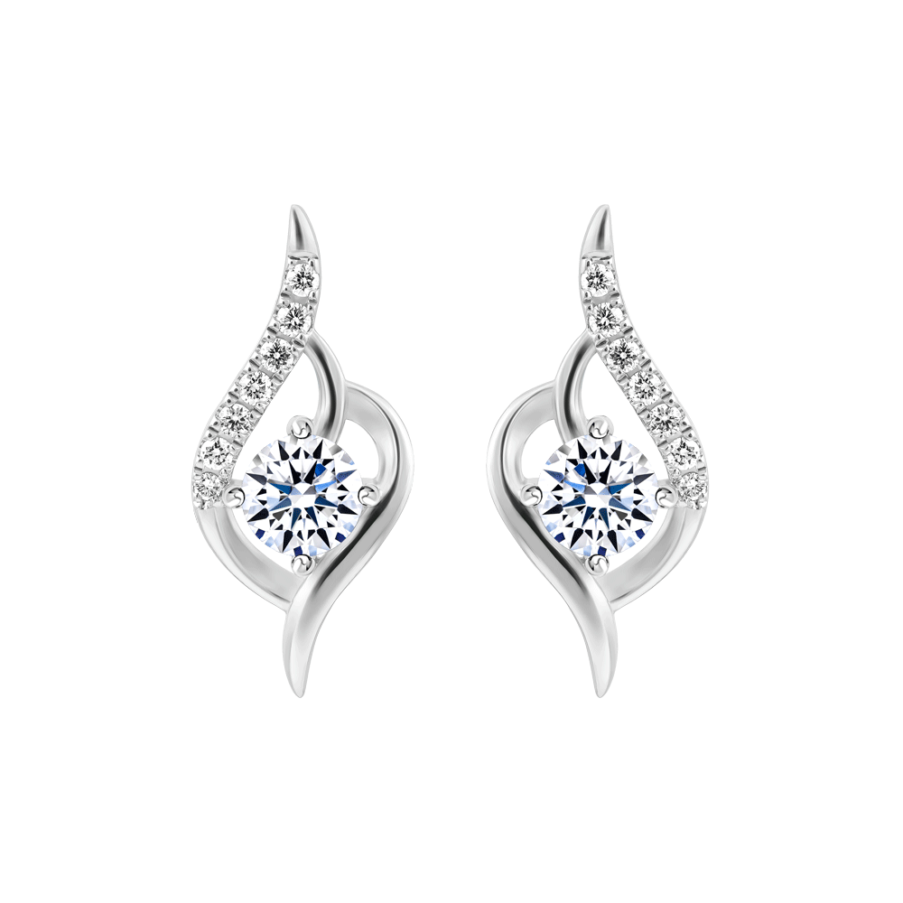 Hoa tai kim cương tấm vàng 14K Brighting 2C