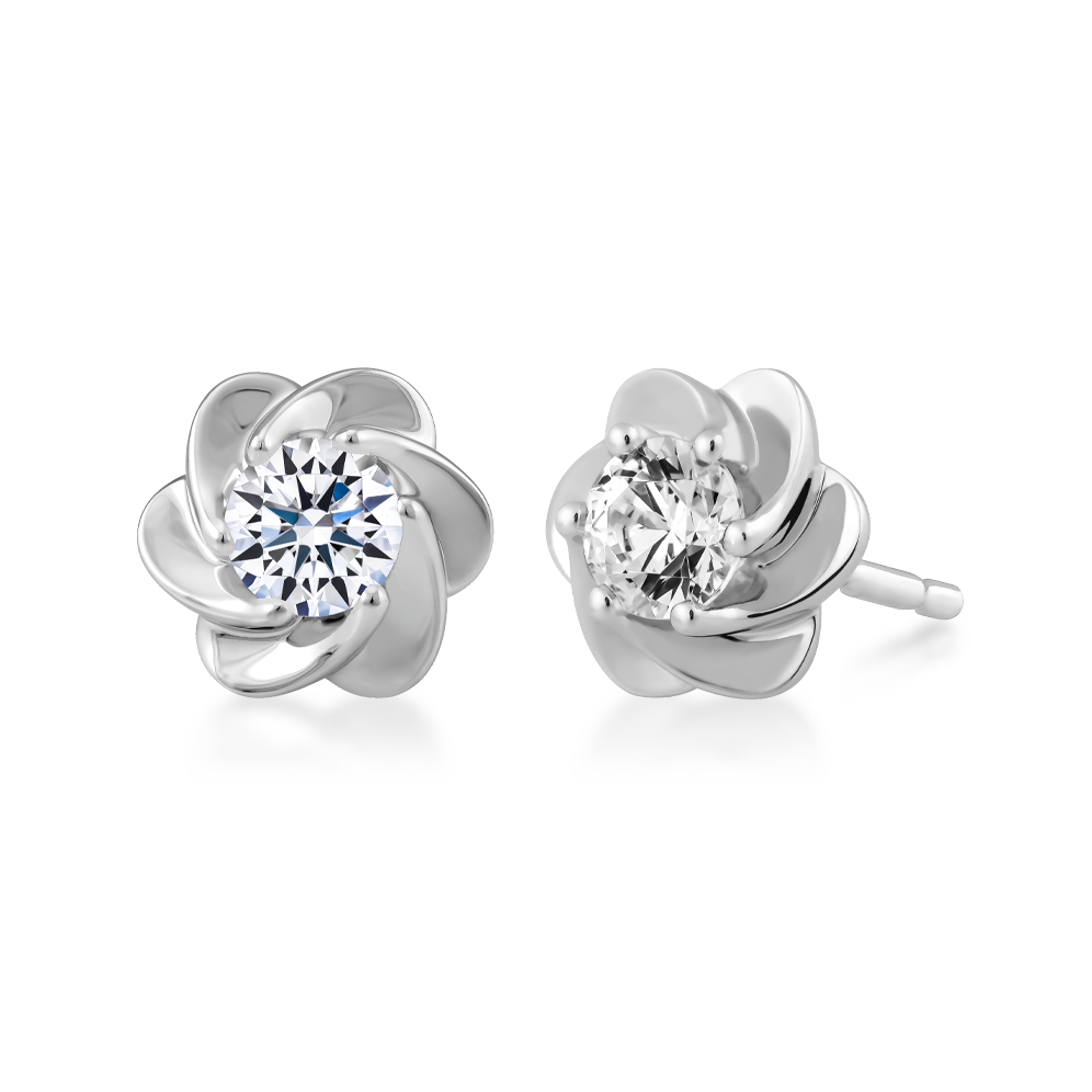 Hoa tai đính đá CZ vàng 14K Camelia NS 5C