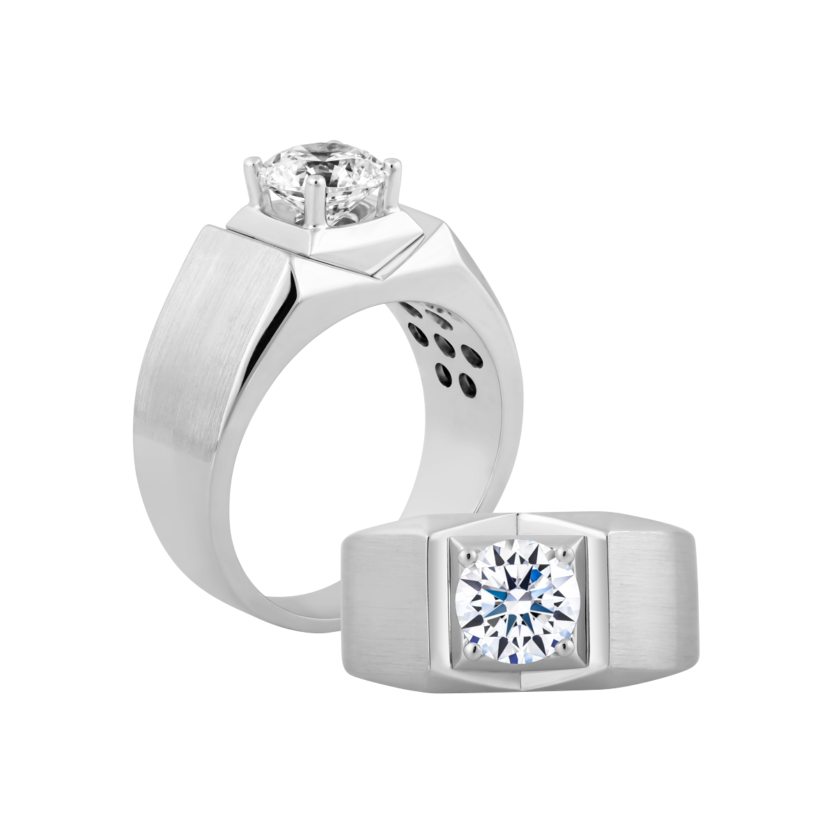 Nhẫn nam đính đá CZ vàng 14K Freely N 1CT W