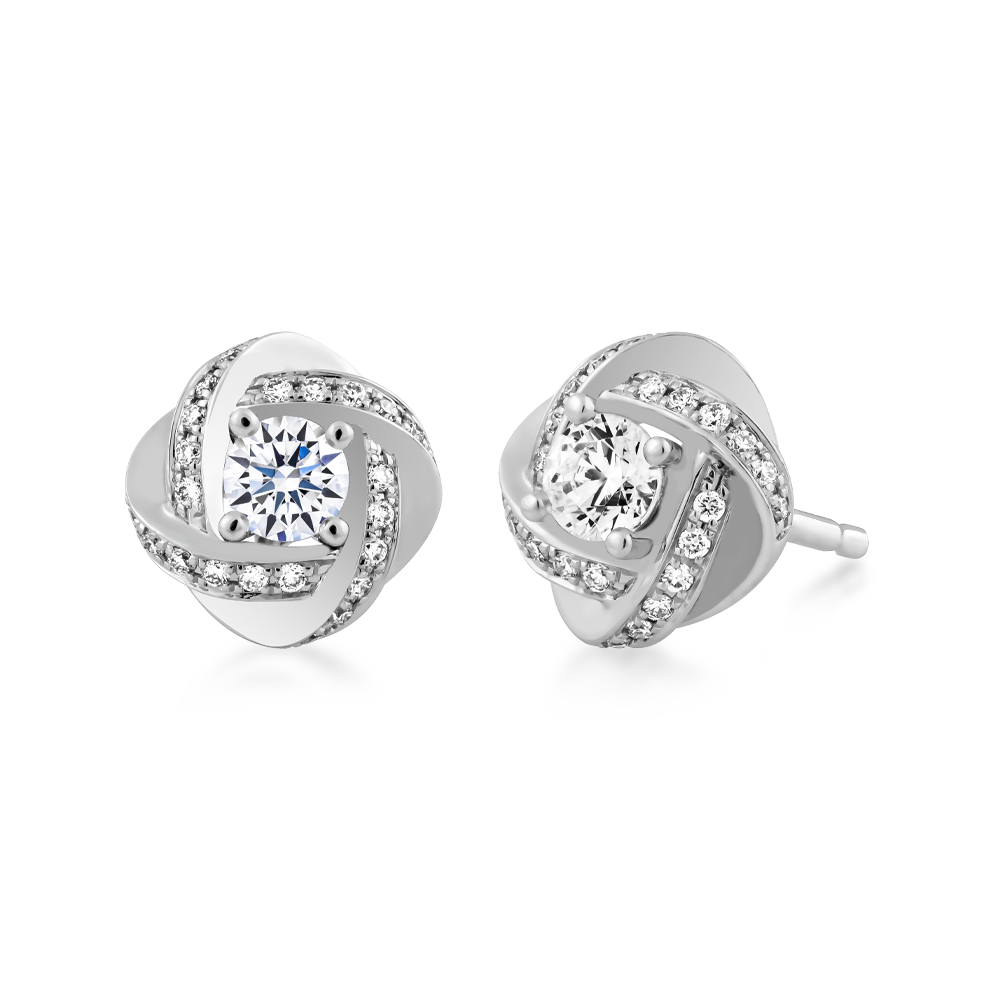 Hoa tai kim cương tấm vàng 14K Hasmin S 2C