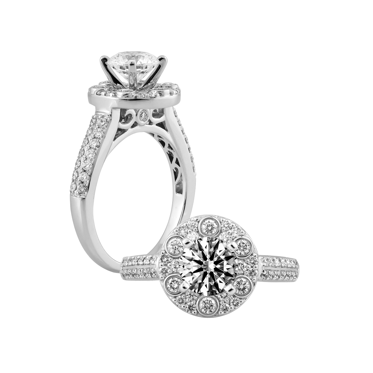 Ổ nhẫn nữ kim cương tấm vàng 14K Caldren 3C