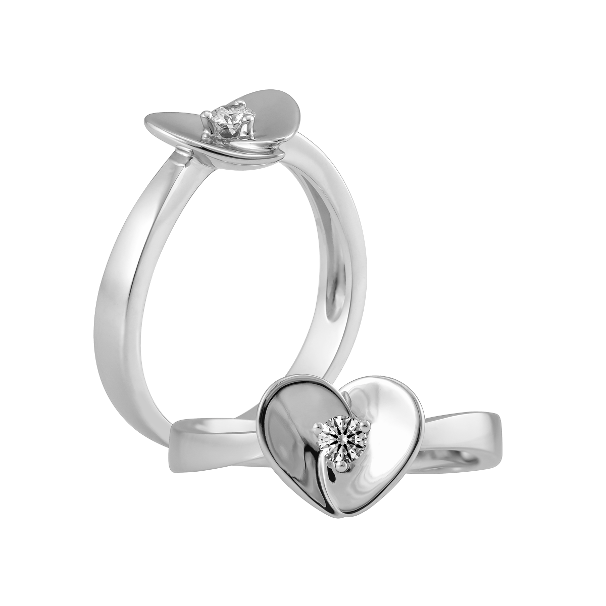 Nhẫn nữ kim cương vàng 14K Loving Heart 5p