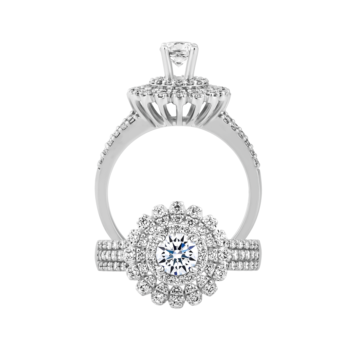 Ổ nhẫn nữ kim cương tấm vàng 14K Glorious 3C