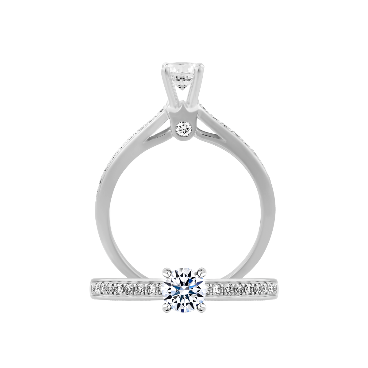 Nhẫn nữ kim cương 8 Hearts & Arrows vàng 14K Adeline H&A 2C