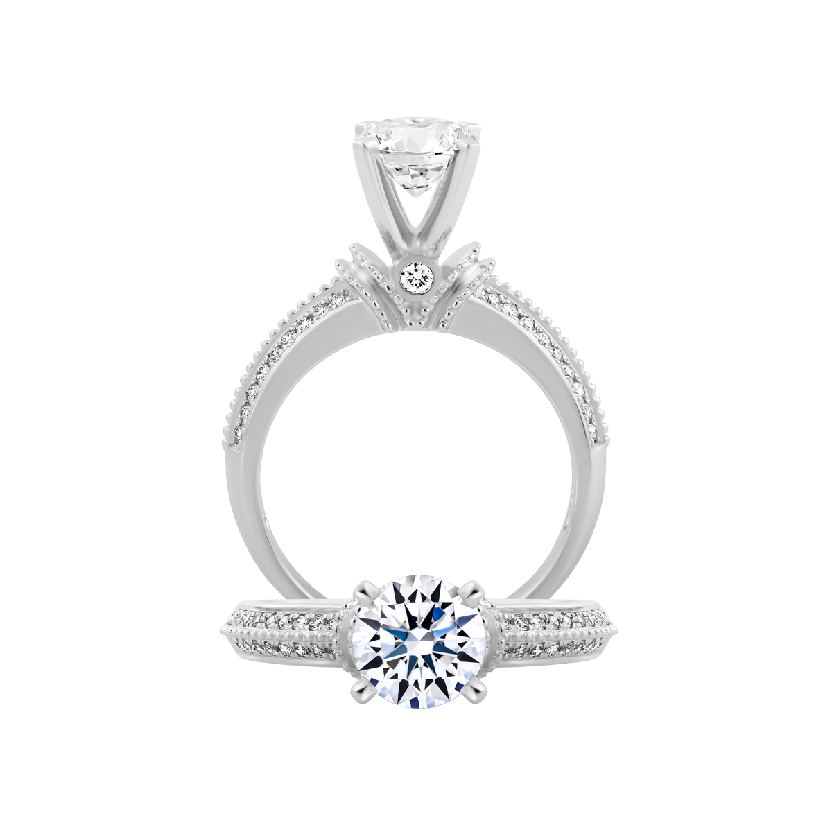 Ổ nhẫn nữ kim cương tấm vàng 14K Gratification 1CT