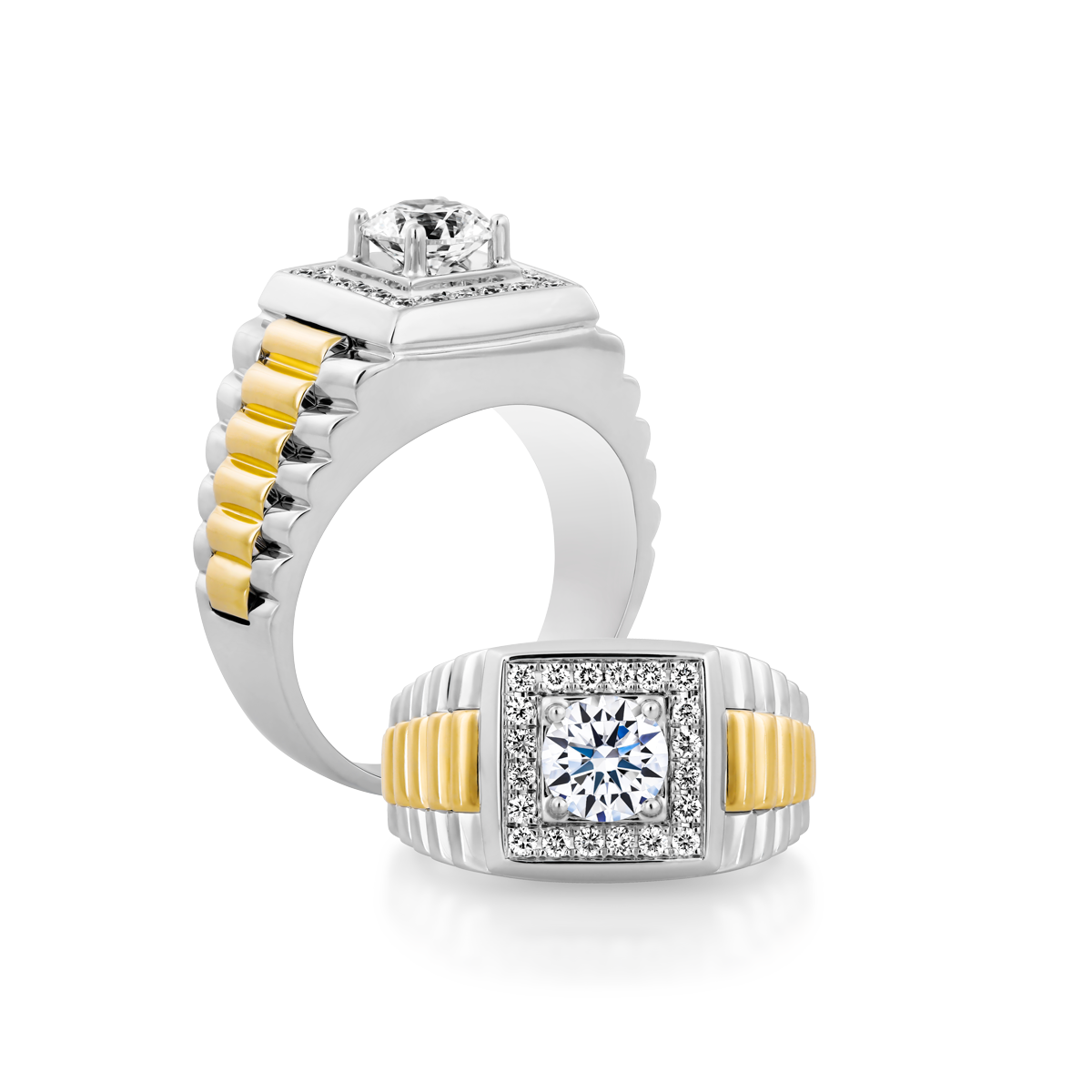 Nhẫn nam kim cương tấm platinum 950 Authentic 5C WY