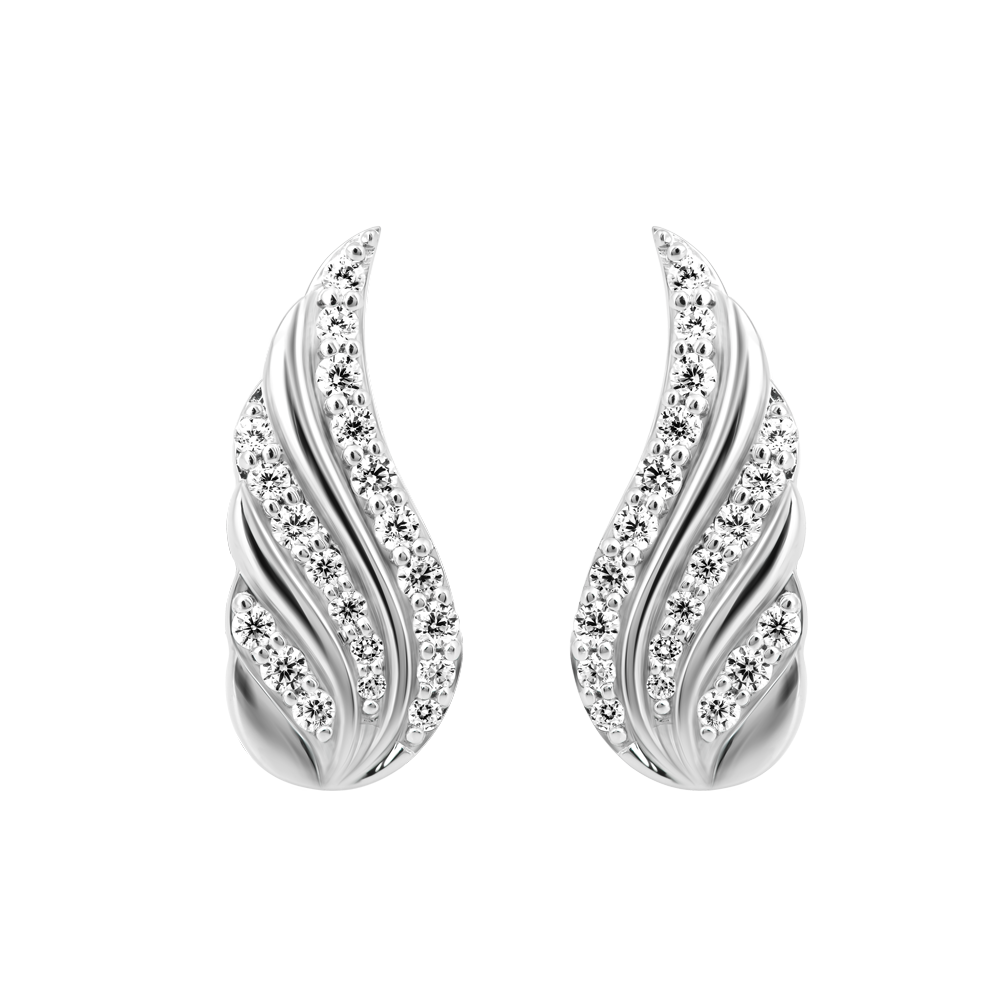 Hoa tai đính đá CZ vàng 14K Swans