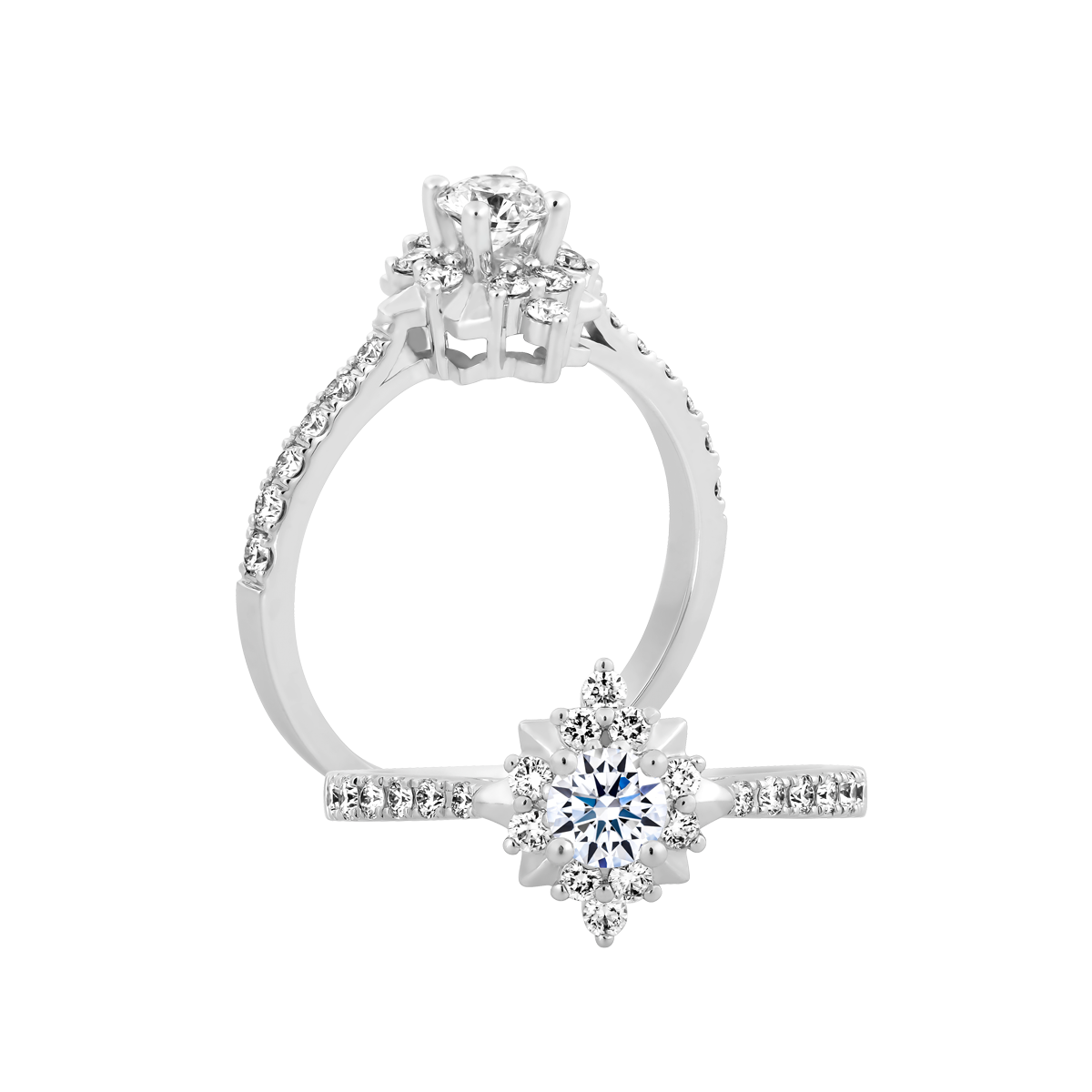 Nhẫn nữ kim cương 8 Hearts & Arrows vàng 14K Misaki H&A 2C