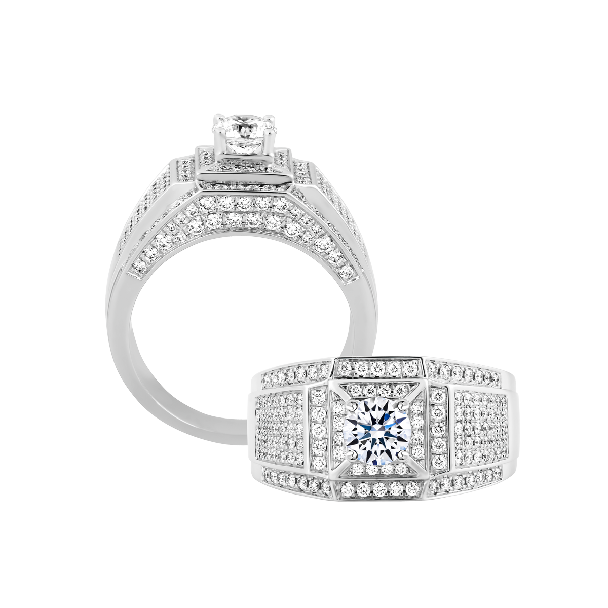 Nhẫn nam kim cương tấm vàng 14K Galvin 5C W