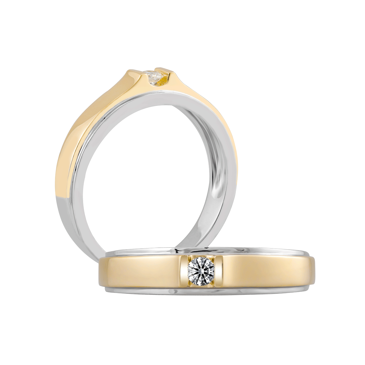 Nhẫn cưới nam kim cương vàng 14K Devotion 2 5p M