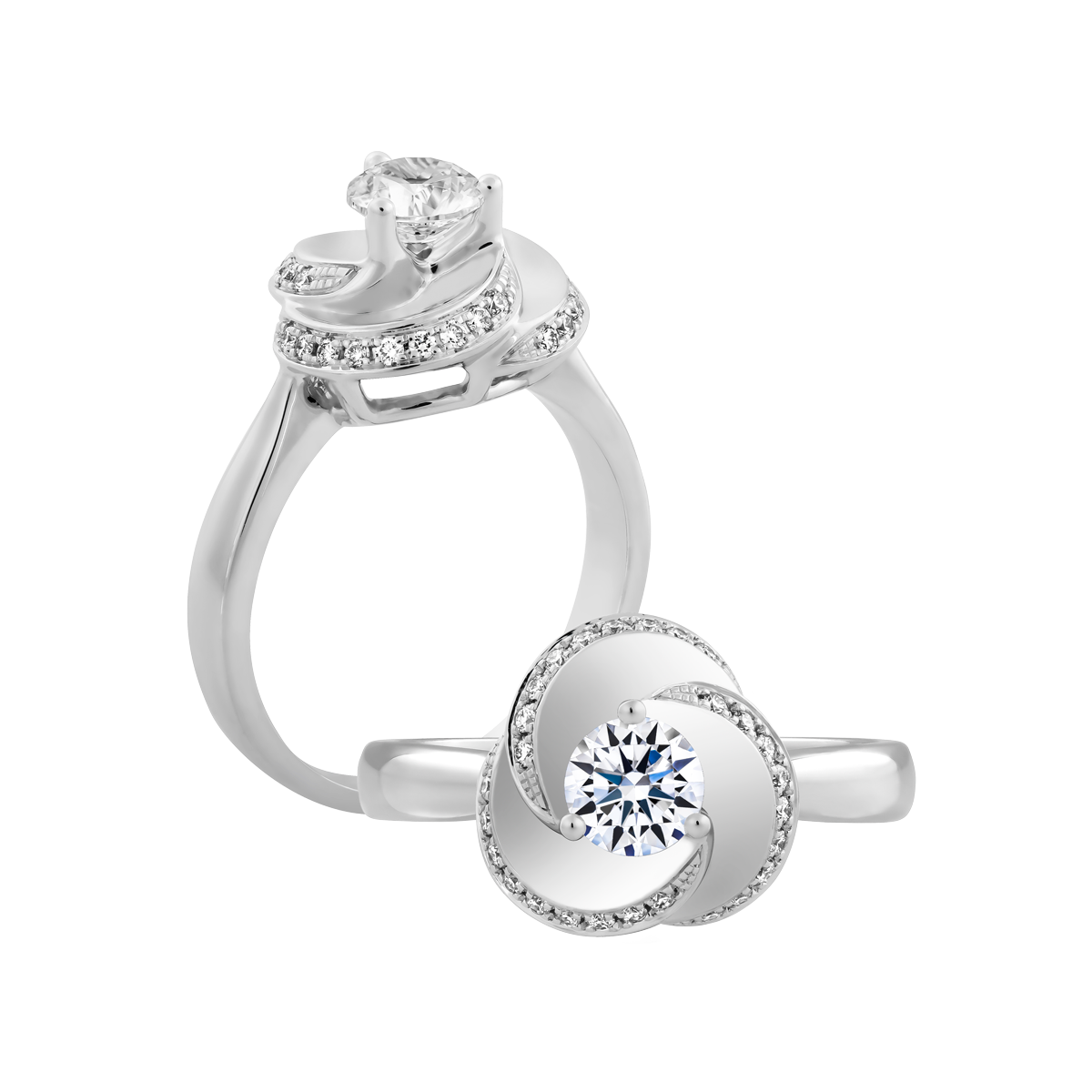 Nhẫn nữ kim cương tấm vàng 14K Hatful 2C