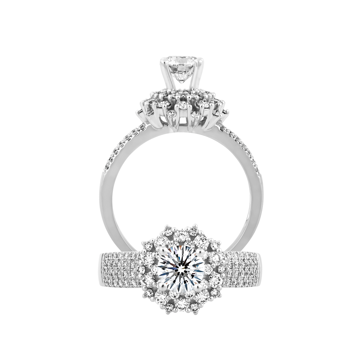 Ổ nhẫn nữ kim cương tấm vàng 14K Empress 3C