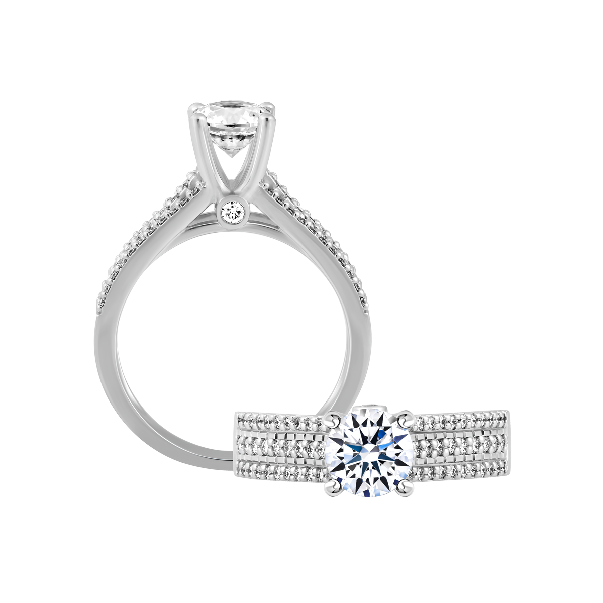 Ổ nhẫn nữ kim cương tấm vàng 18K Adivity 5C