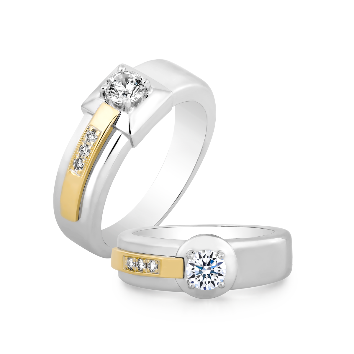 Nhẫn cưới nam kim cương tấm vàng 14K Hamlin 2C M