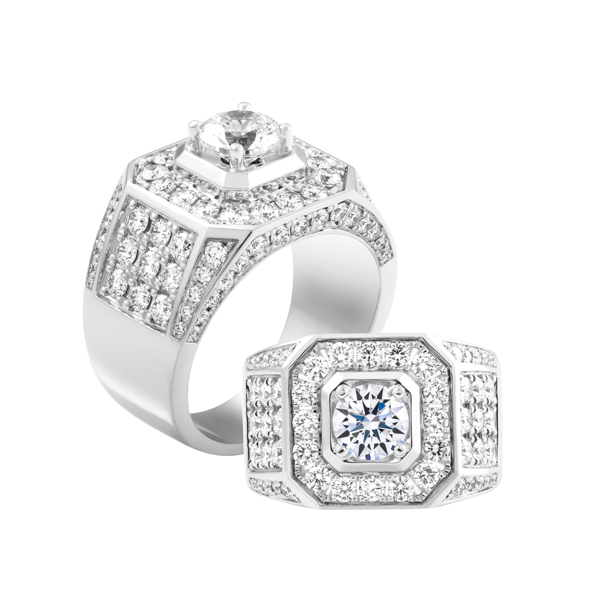 Nhẫn nam đính đá CZ vàng 14K Caddie 1CT W