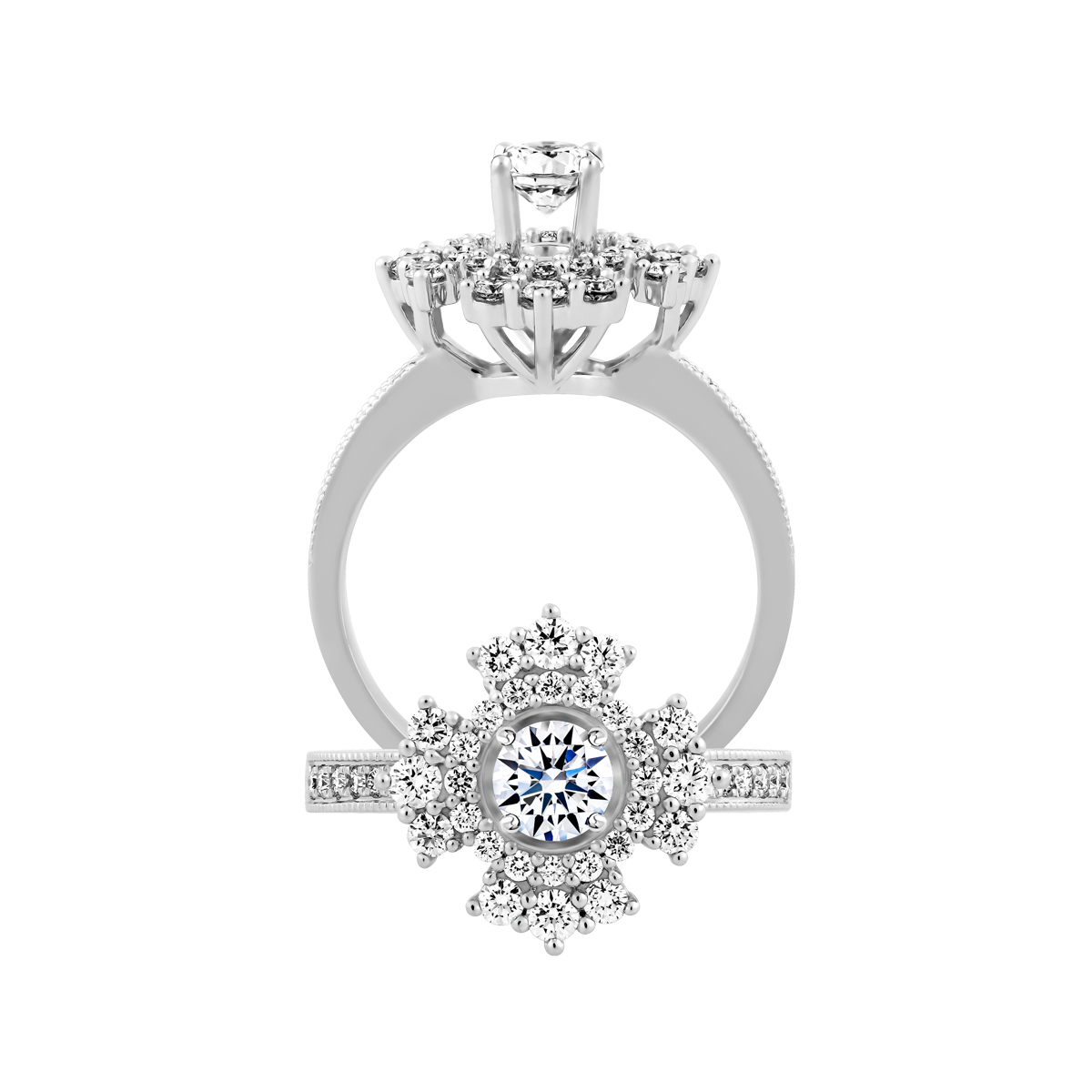 Nhẫn nữ kim cương 8 Hearts & Arrows vàng 14K Karina N H&A 2C