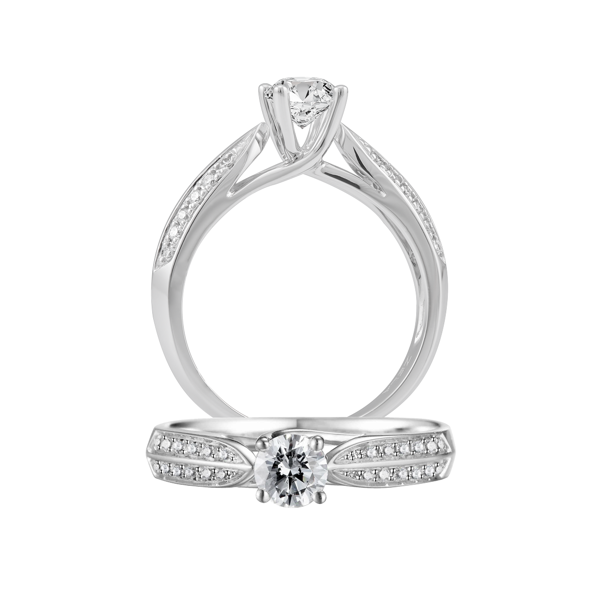 Nhẫn nữ kim cương tấm vàng 14K Typhoon 1CT