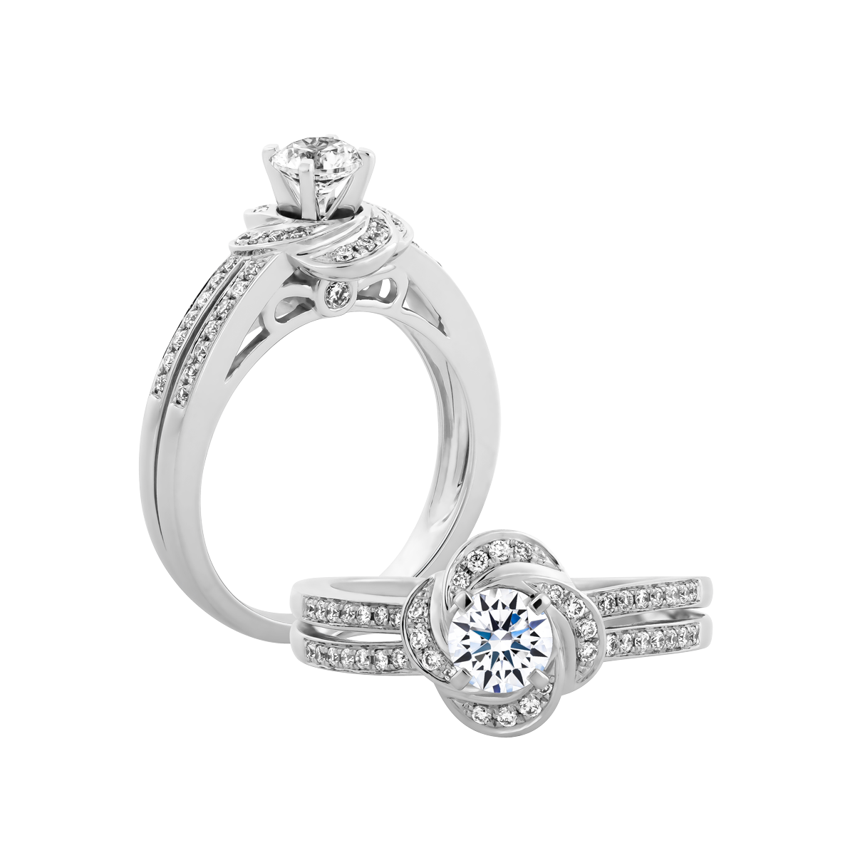 Ổ nhẫn nữ kim cương tấm vàng 14K Canzon 3C