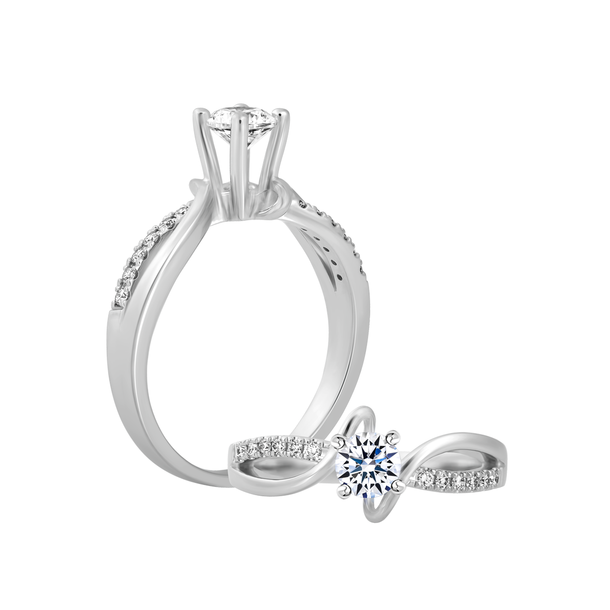 Ổ nhẫn nữ kim cương tấm vàng 14K Carina 3C