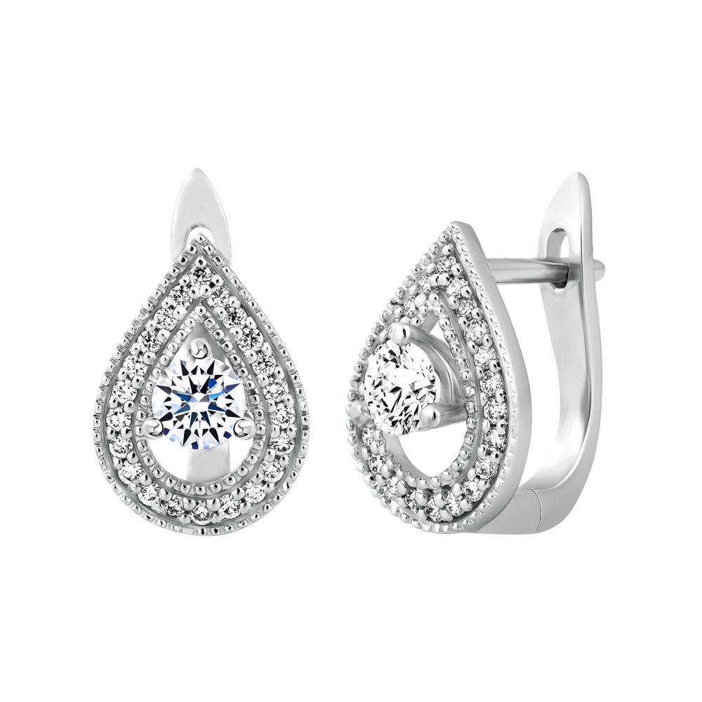 Hoa tai kim cương 8 Hearts & Arrows vàng 14K Flori H&A 2C