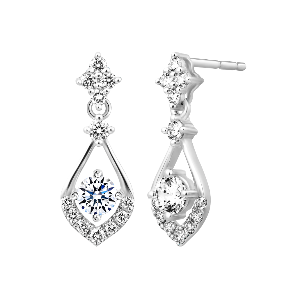 Hoa tai kim cương tấm vàng 14K Sparkle 2C