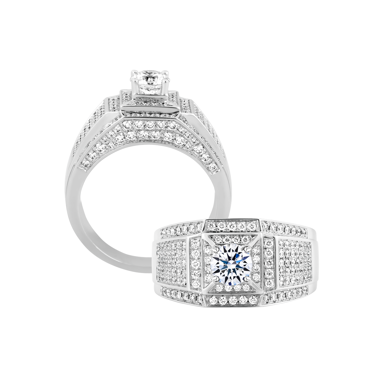 Ổ nhẫn nam kim cương tấm vàng 14K Galvin 1CT W