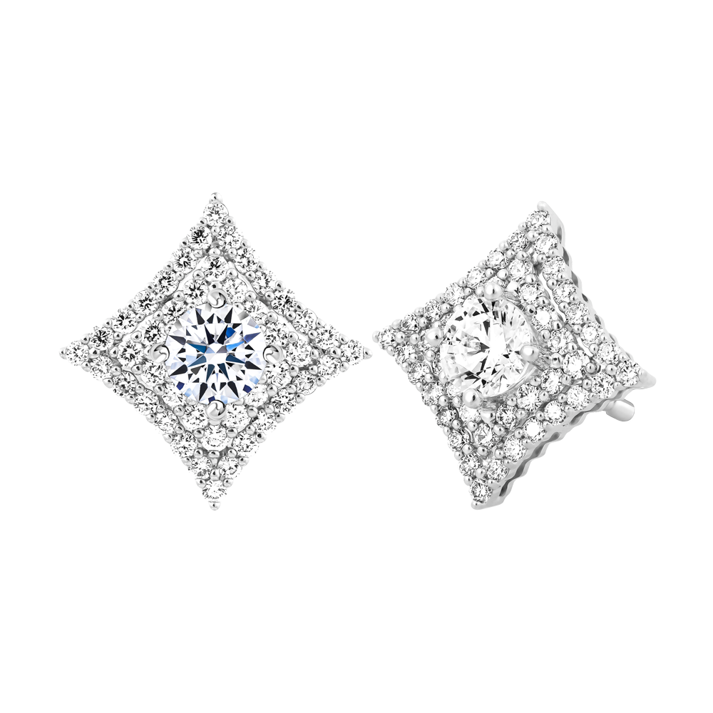 Hoa tai kim cương tấm vàng 14K Universing 2C
