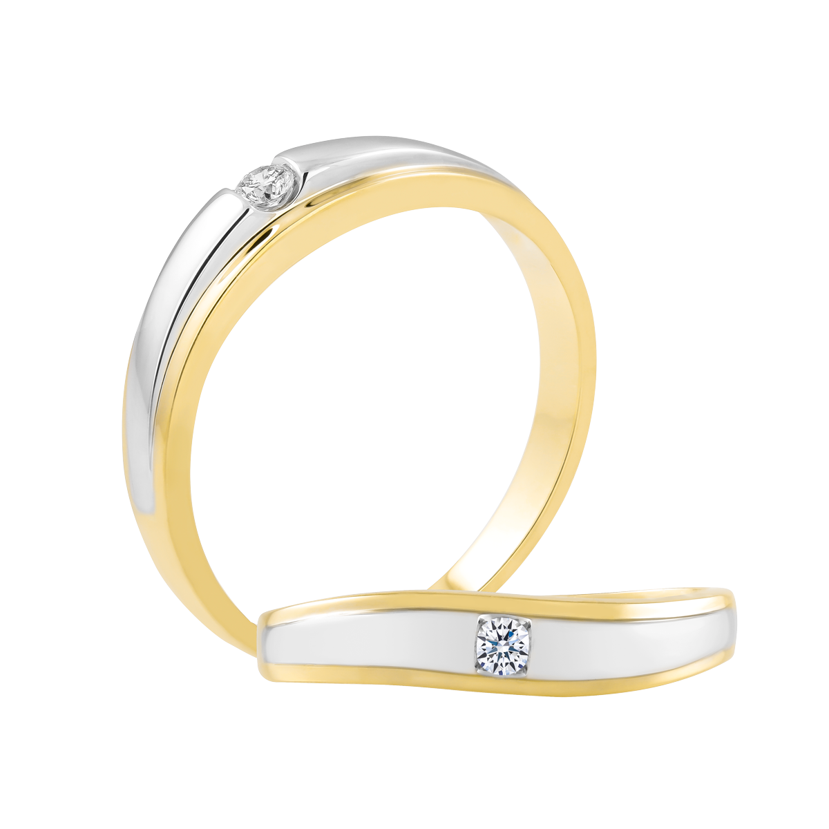 Nhẫn cưới nam đính đá CZ vàng 14K Florka 5p M