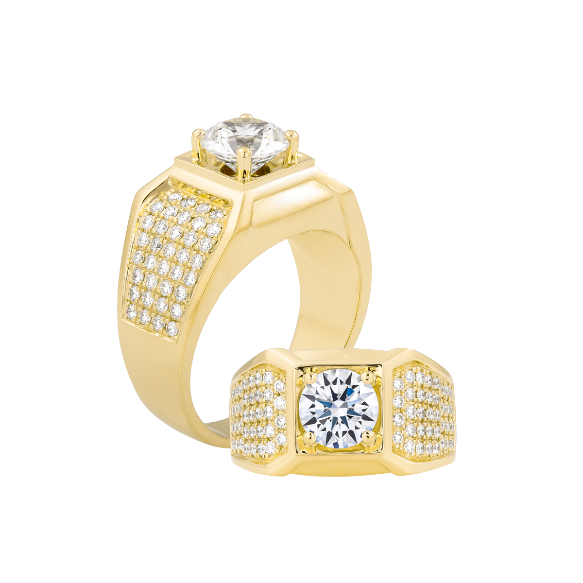 Nhẫn nam kim cương tấm vàng 14K A8 1.5CT Y