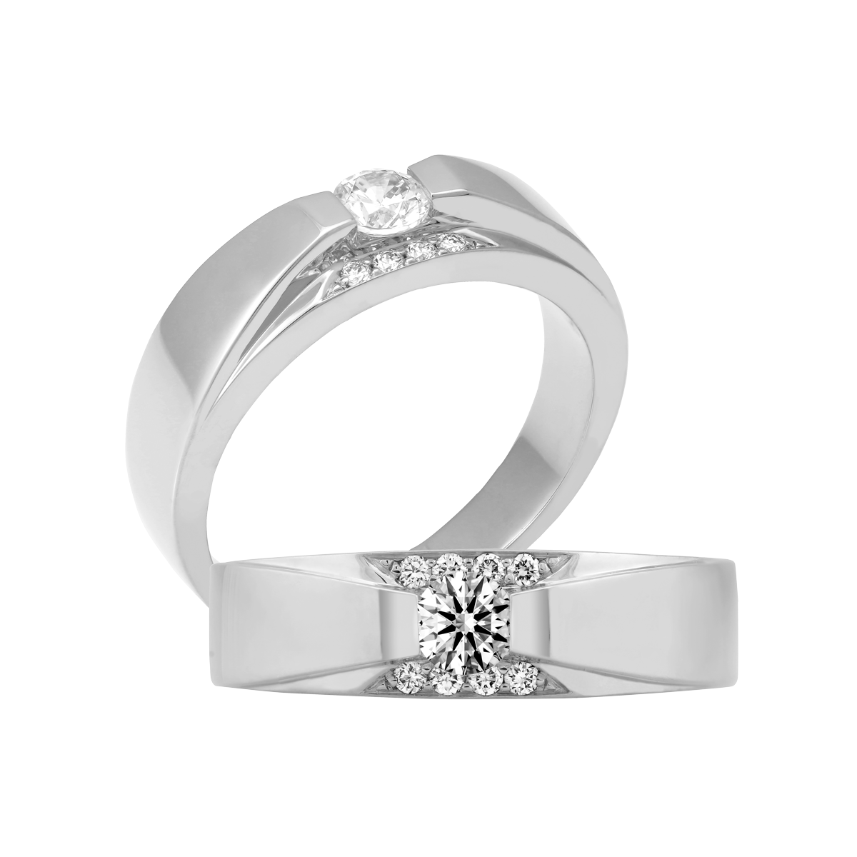 Nhẫn nam kim cương tấm vàng 14K Pinnacle 3C W