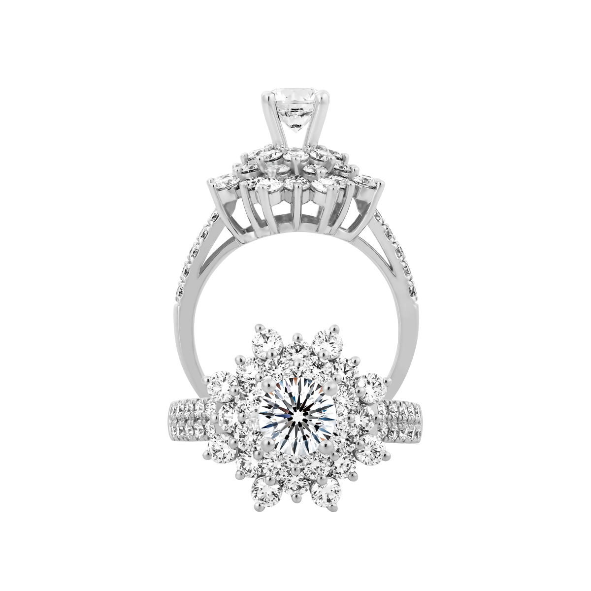 Ổ nhẫn nữ kim cương tấm vàng 14K Aldys N 1CT