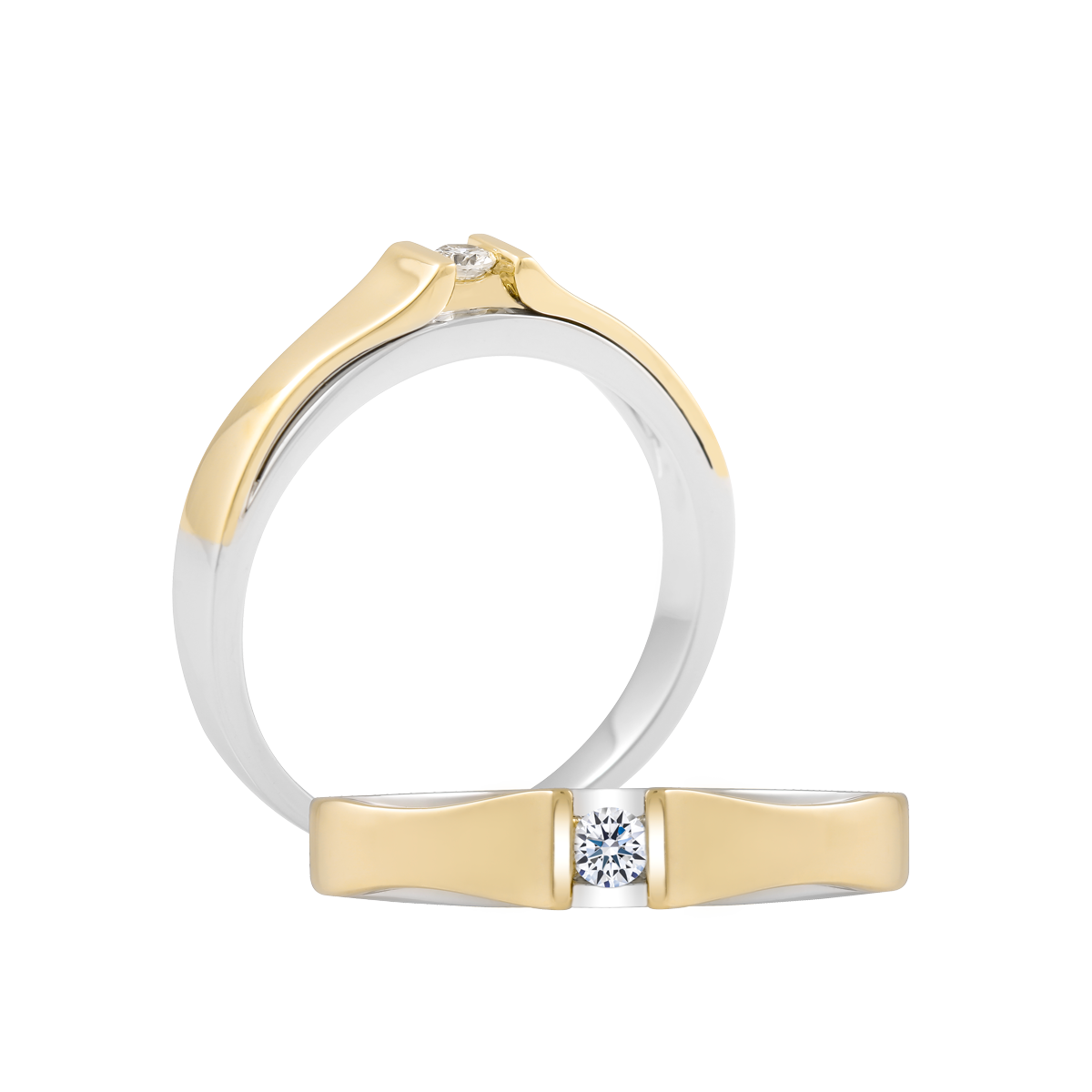 Nhẫn cưới nam kim cương vàng 14K Coralee 5p M