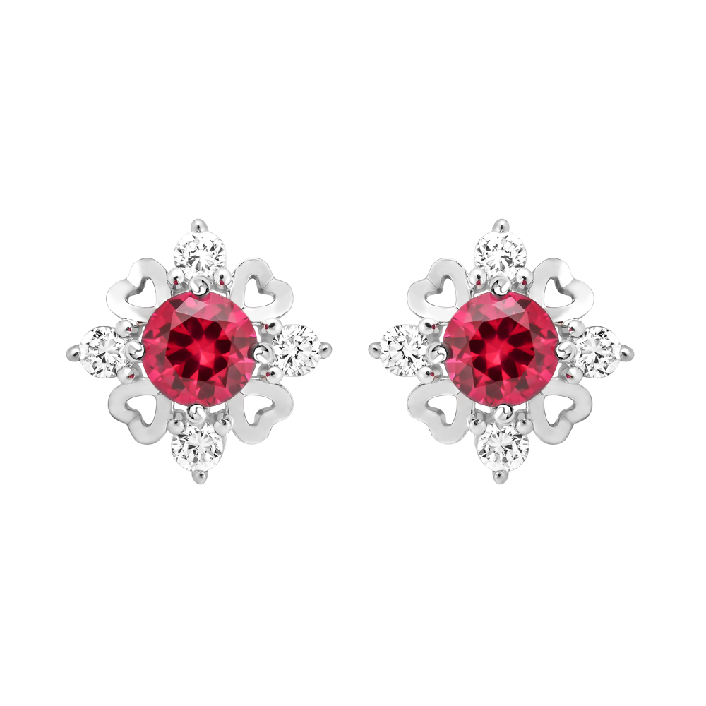 Hoa tai đính đá màu Ruby vàng 14K Edition S.RUB
