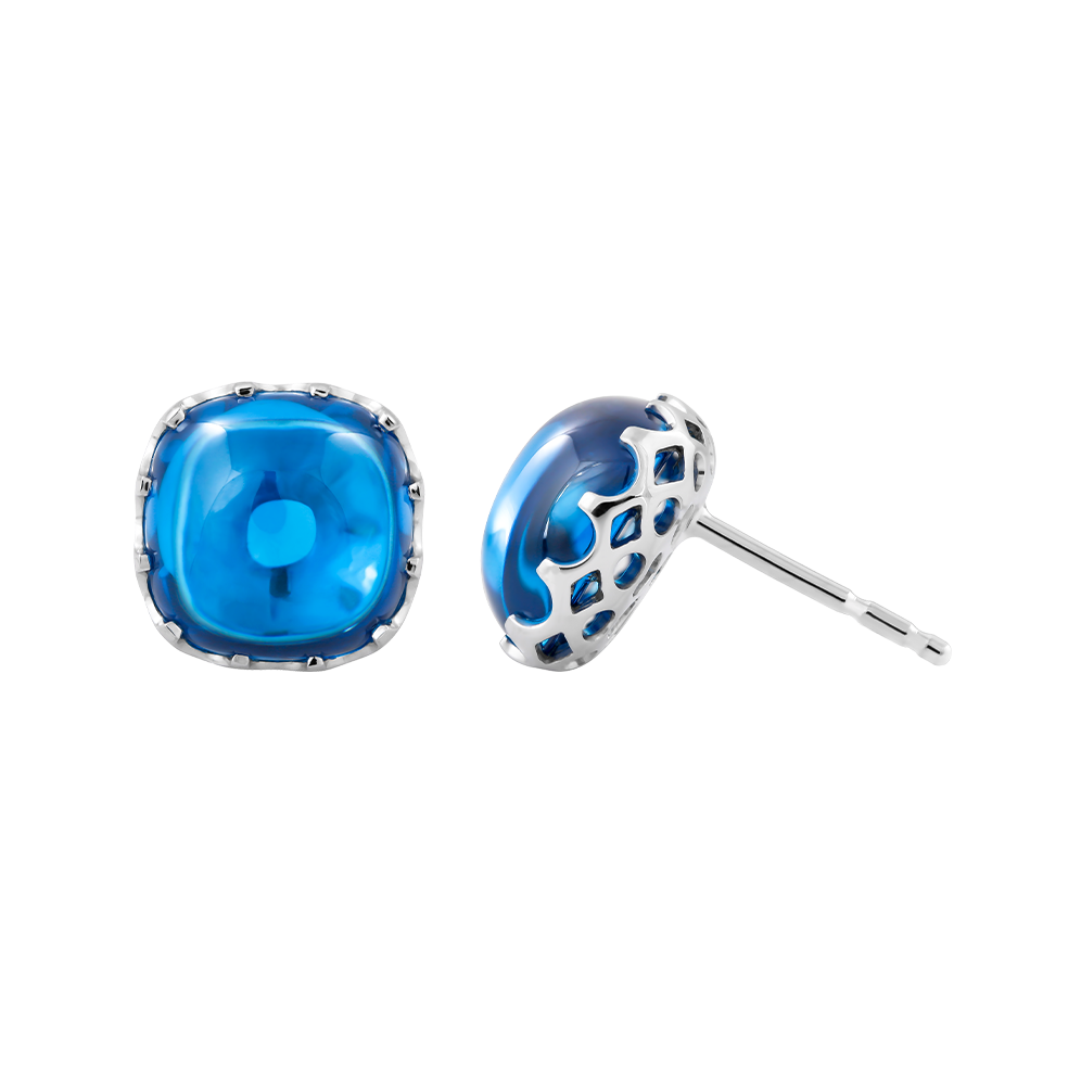 Hoa tai đính đá màu Topaz vàng 14K Candie S.Top