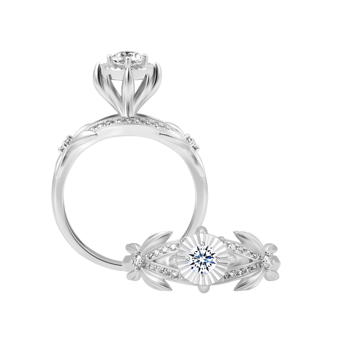 Nhẫn nữ kim cương tấm vàng 14K Cinta V2 2C
