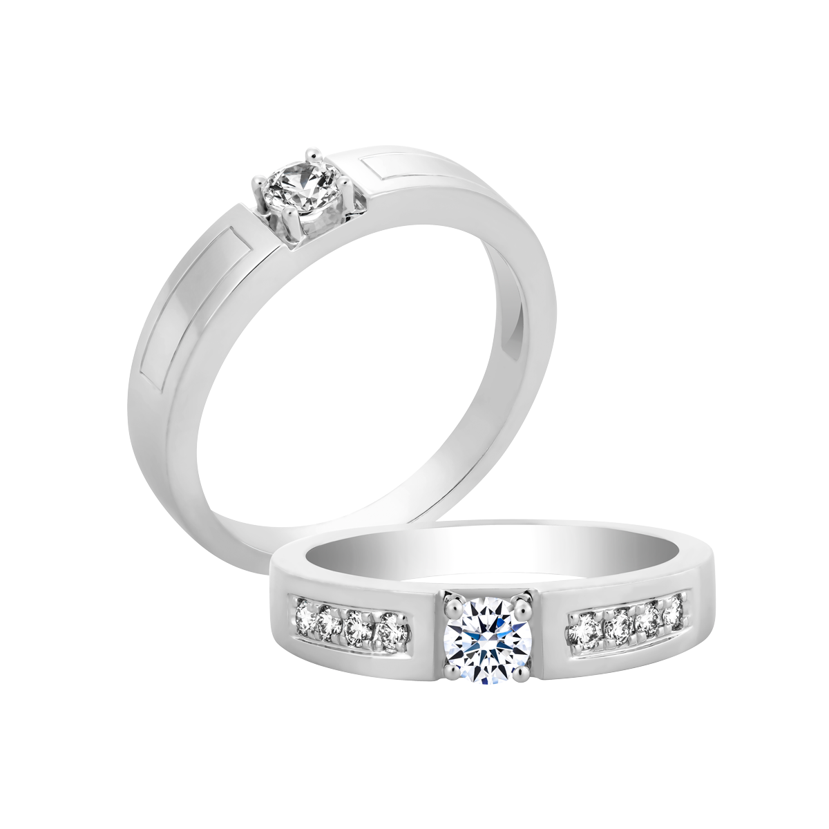 Nhẫn cưới nam đính đá CZ vàng 14K Carolina 2C M