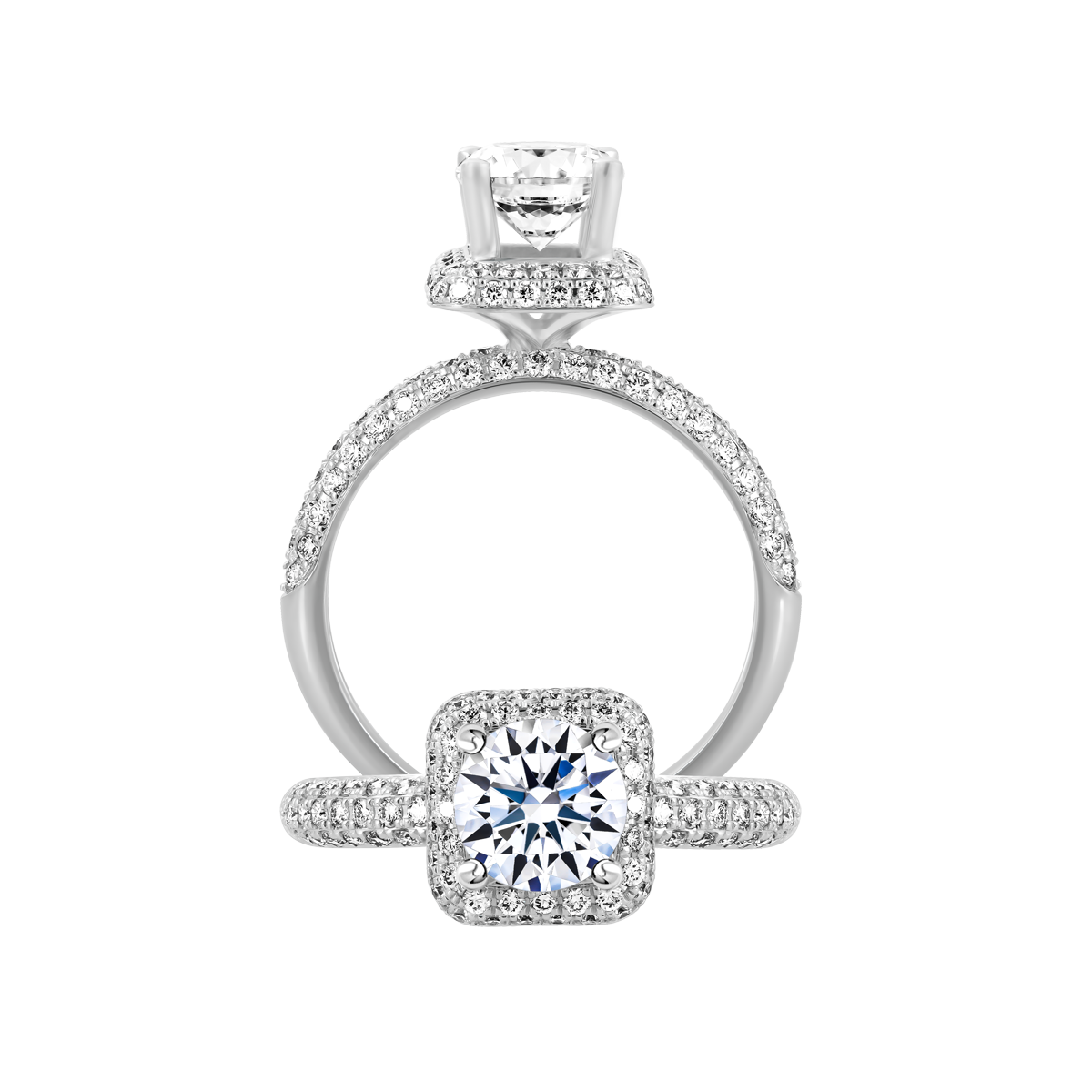 Ổ nhẫn nữ kim cương tấm vàng 14K Belicia N 1CT