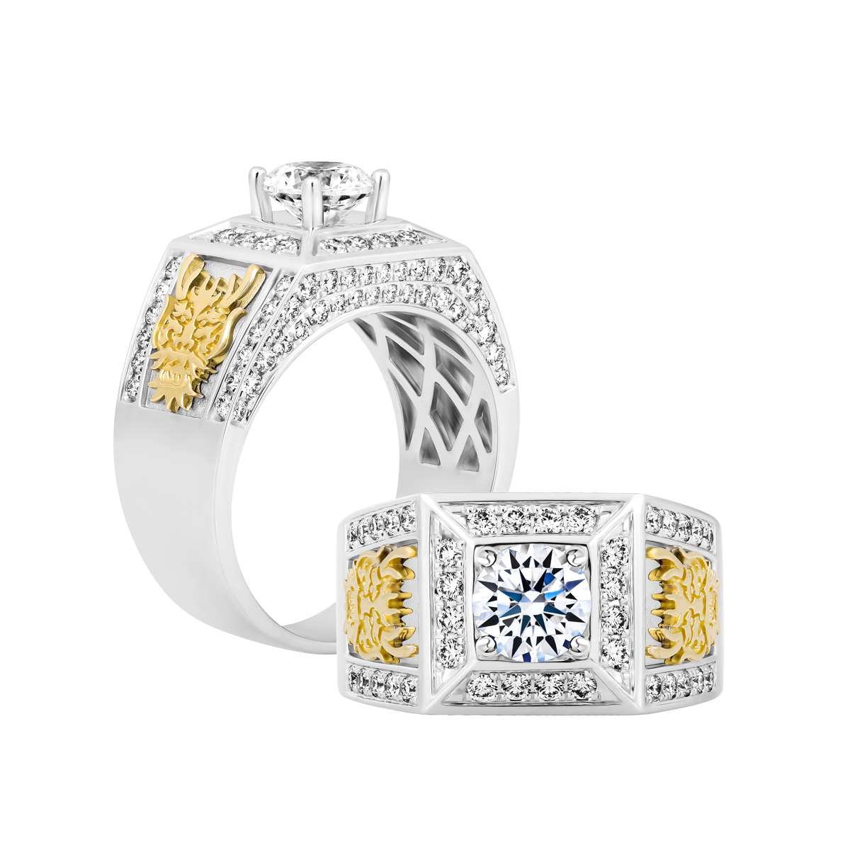 Nhẫn nam kim cương tấm vàng 14K Outlander V2 1CT WY