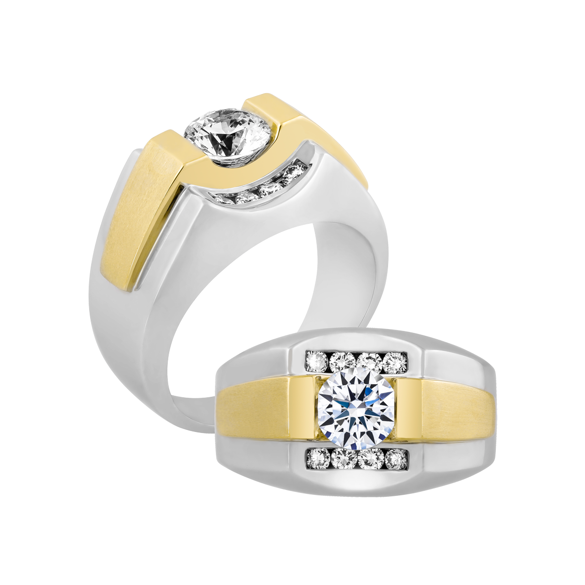 Nhẫn nam kim cương tấm vàng 14K Rolan N2 1.5CT WY