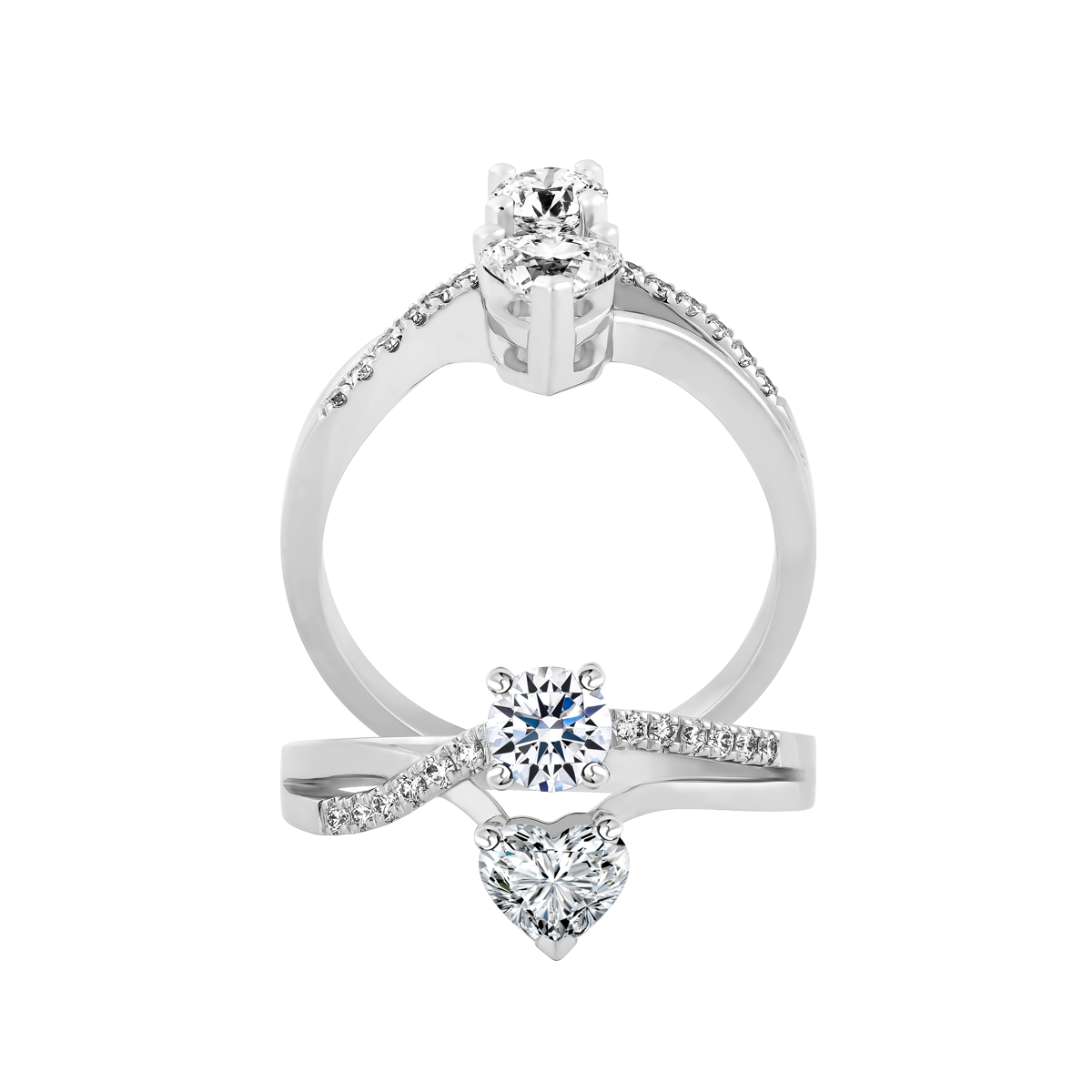 Nhẫn nữ kim cương viên vàng 14K Amorita H&R 3C
