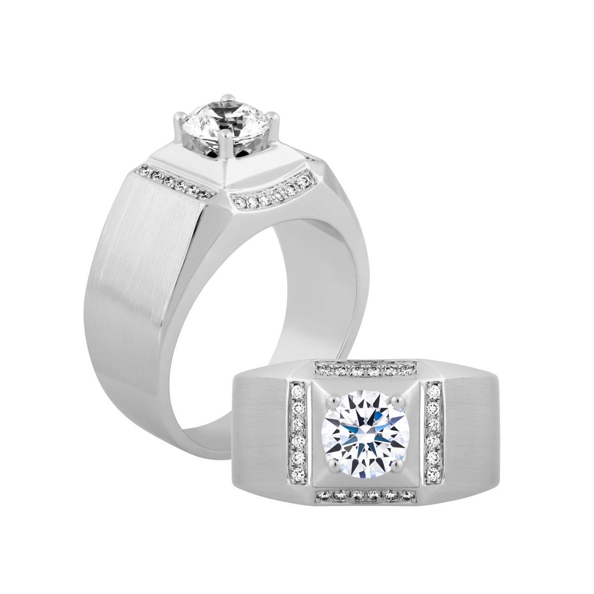 Nhẫn nam kim cương tấm vàng 14K Upright N 1.5CT W